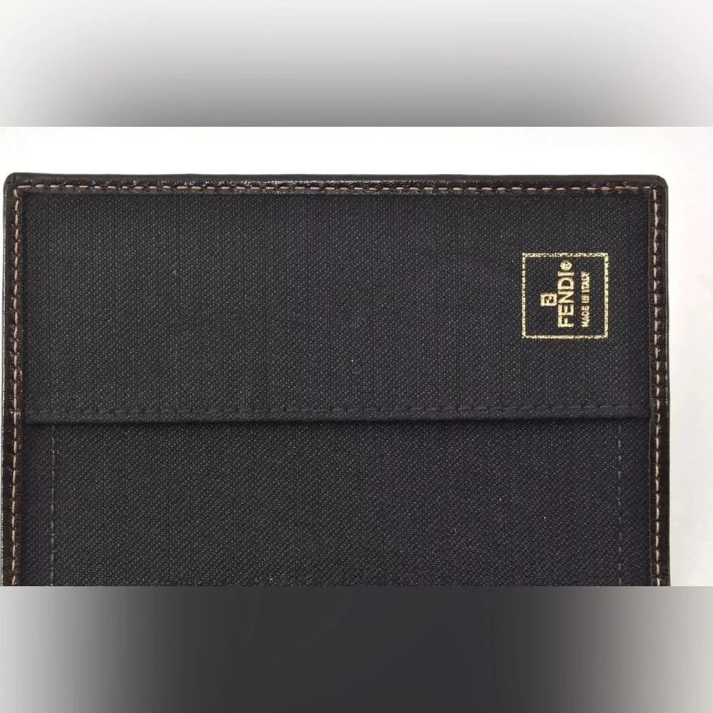 Authentic FENDI Zucca Agenda Notebook Cover Purse Canvas Leather Brown Box